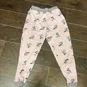 Disney Pink and Black Striped Soft Pajama Jogger Pants W Pockets Small